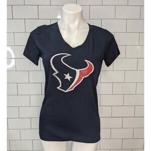 Huston Texans Shirt Sleeve Woman's V neck Tee Shirt Sz Medium